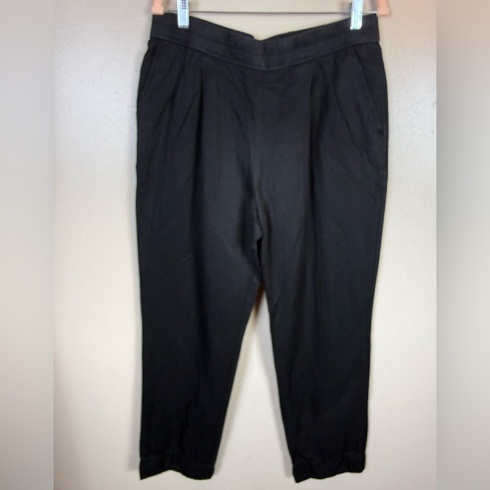 James Perse Womens‎ Linen Blend Pants Black Size 3 Pull-On Drawstring Comfort